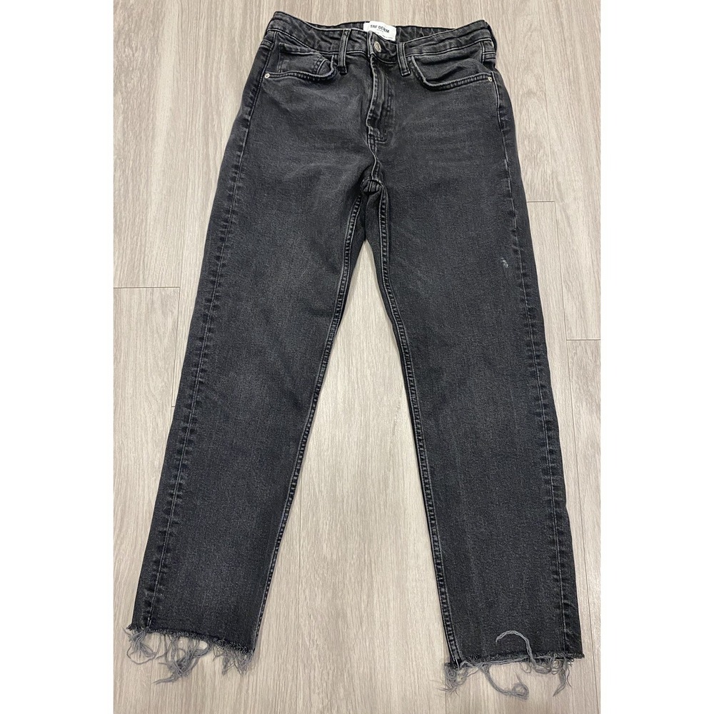 Zara Authentic Denim By TRF Women's 6 Jeans Distressed Black 26x26 Denim Raw Hem